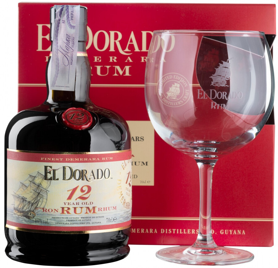 Купить El Dorado 12 Years Old gift box with glass в Санкт-Петербурге